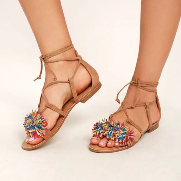 Steve Madden Swizzle multi color fringe gladiator sandals women’s shoe size 8 - Picture 1 of 7